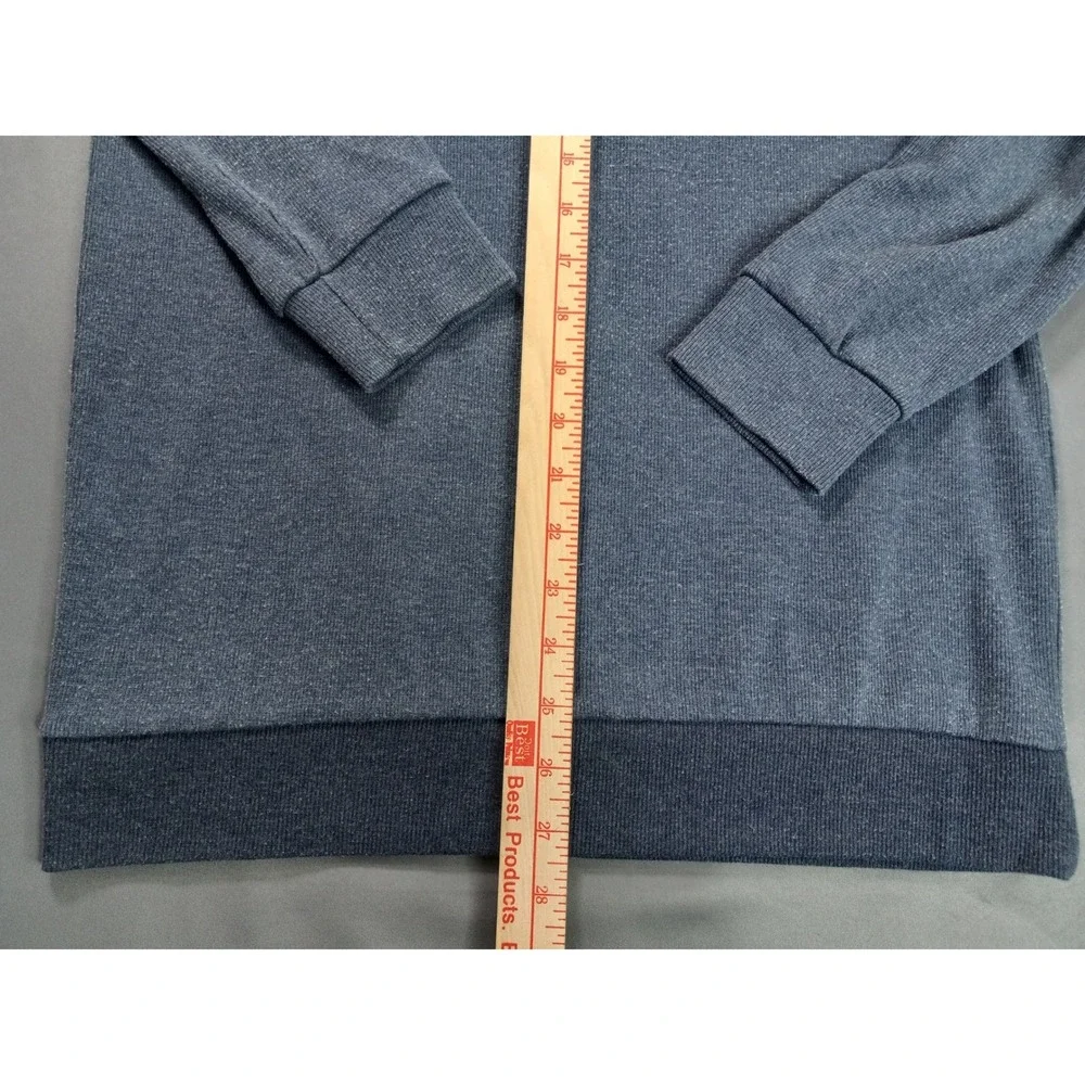 Wrangler Mens Long Sleeve Premium Fit Tee Blue Cotton Logo Shirt Large